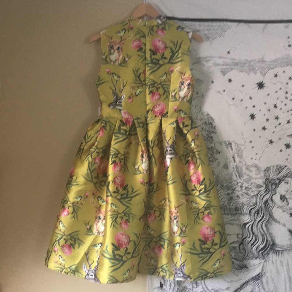 Unique Wildlife Sateen Dress Birds, Roses, Deer - Picture 2 of 10